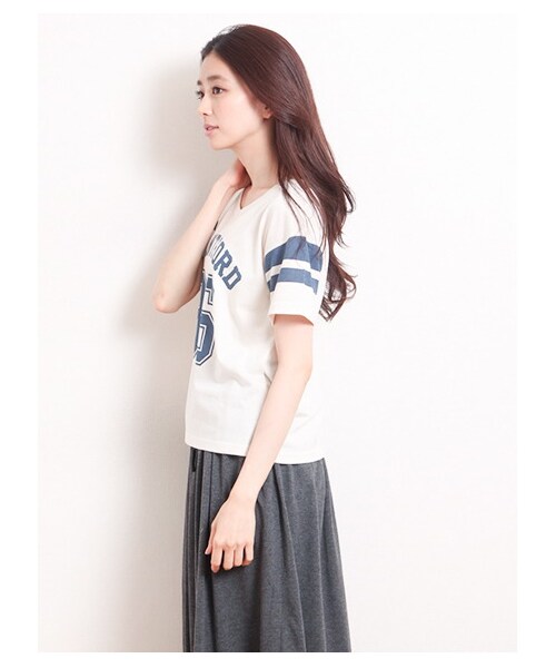 Green Parks fuuwa(グリーンパークスフーワ)の「【Special Price】・ナンバリングプリントTシャツ(Tシャツ・レディース・オフホワイト/杢グレー/ブルー・F)」の5枚目の写真