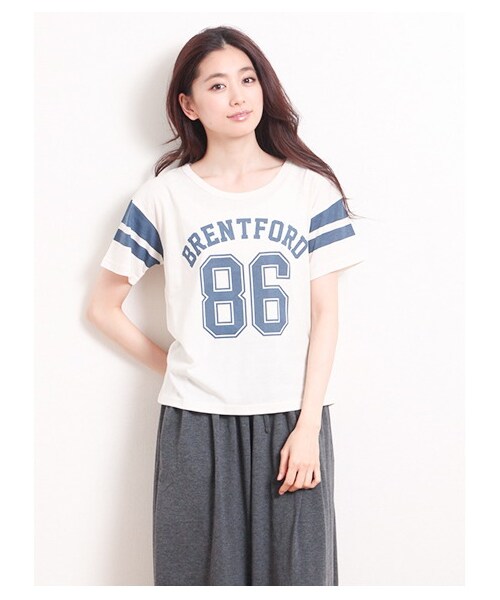 Green Parks fuuwa(グリーンパークスフーワ)の「【Special Price】・ナンバリングプリントTシャツ(Tシャツ・レディース・オフホワイト/杢グレー/ブルー・F)」の4枚目の写真