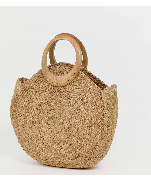 Accessorize（アクセサライズ）の「Accessorize straw circular tote bag with wood