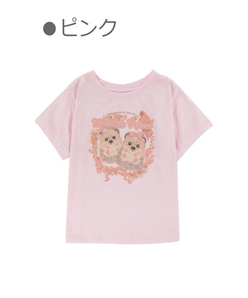 Bobon21（ボボンニジュウイチ）の「ツインはりねずみフォトTシャツ-全３色-（Tシャツ/カットソー・レディース・ホワイト/ベージュ/ピンク・S/M）」の3枚目の写真