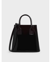 CHARLES & KEITH | Leather Boxy Bucket Bag(バッグ)