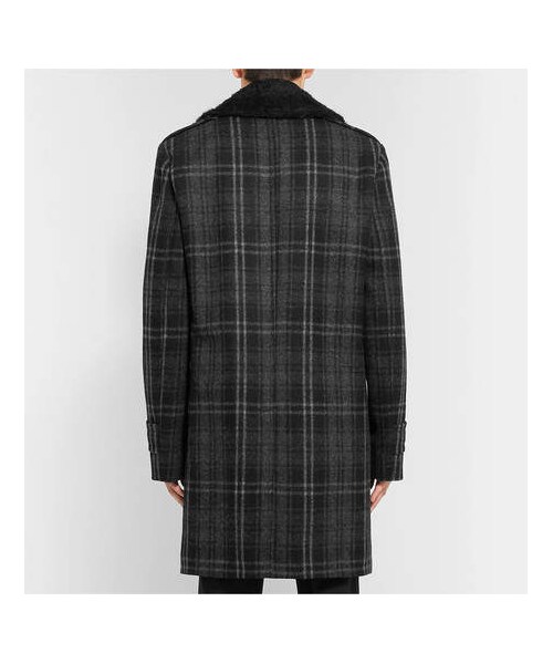 Saint Laurent（サンローラン）の「SAINT LAURENT Faux Shearling-Lined Checked Wool-Bouclé Overcoat（ジャケット/アウター・メンズ・Gray・It54/It46/It48/It52）」の5枚目の写真