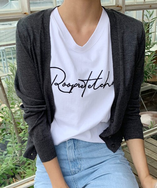 DHOLIC（ディーホリック）の「ニットVネックカーディガン（カーディガン/ボレロ・レディース・ホワイト/グレー/イエロー/ブラック/グリーン/ベージュ・FREE）」の3枚目の写真