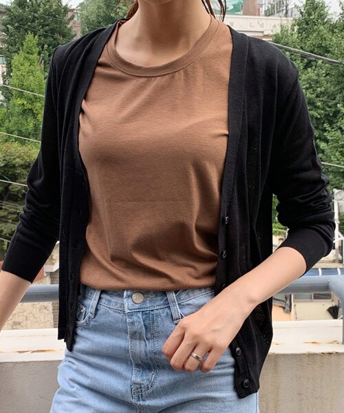 DHOLIC（ディーホリック）の「ニットVネックカーディガン（カーディガン/ボレロ・レディース・ホワイト/グレー/イエロー/ブラック/グリーン/ベージュ・FREE）」の2枚目の写真