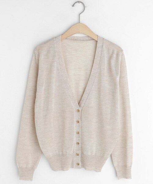 DHOLIC（ディーホリック）の「ニットVネックカーディガン（カーディガン/ボレロ・レディース・ホワイト/グレー/イエロー/ブラック/グリーン/ベージュ・FREE）」の4枚目の写真