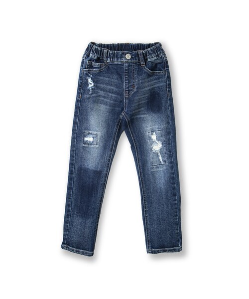 BRANSHES（ブランシェス）の「クラッシュ加工デニムロングパンツ（デニムパンツ・キッズ・ブルー/ネイビーブルー・90cm～150cm）」の2枚目の写真
