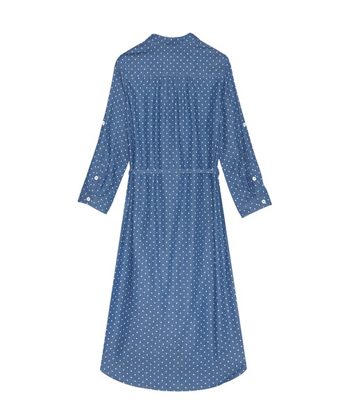 ORENDA（オレンダ）の「這版型賣翻了水玉長版襯衫洋裝（トップス・レディース・藍/淺藍・S/M/L）」の2枚目の写真