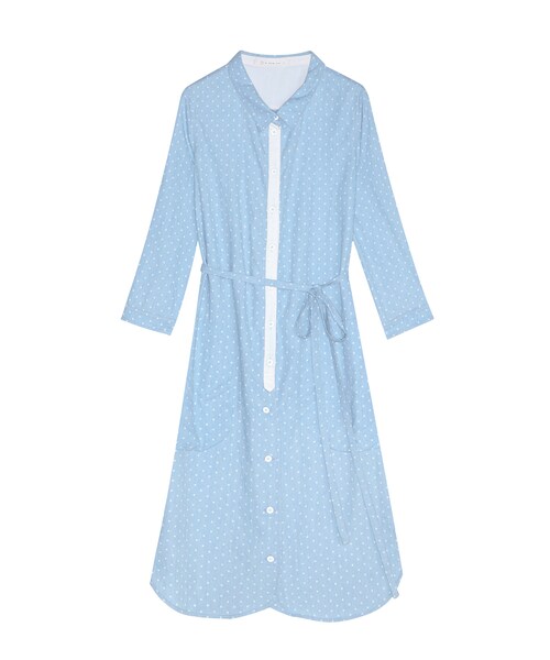 ORENDA（オレンダ）の「這版型賣翻了水玉長版襯衫洋裝（トップス・レディース・藍/淺藍・S/M/L）」の9枚目の写真