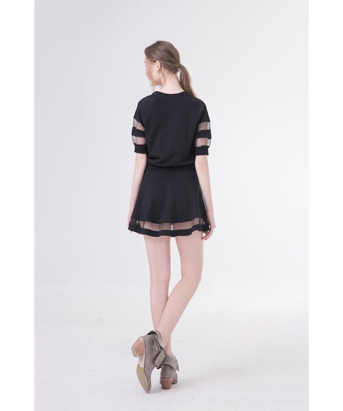 ORENDA（オレンダ）の「時髦透視袖短上衣（トップス・レディース・灰/黑・S/M/L）」の10枚目の写真