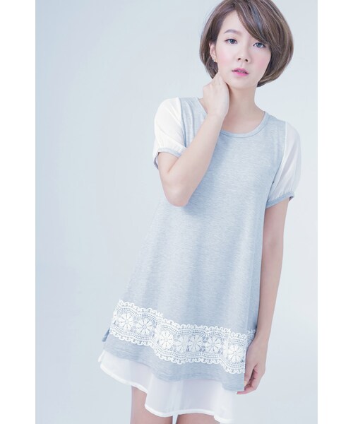 ORENDA（オレンダ）の「雪紡公主袖典雅緹花傘狀洋裝（トップス・レディース・藍紫/麻灰・S/M/L）」の10枚目の写真