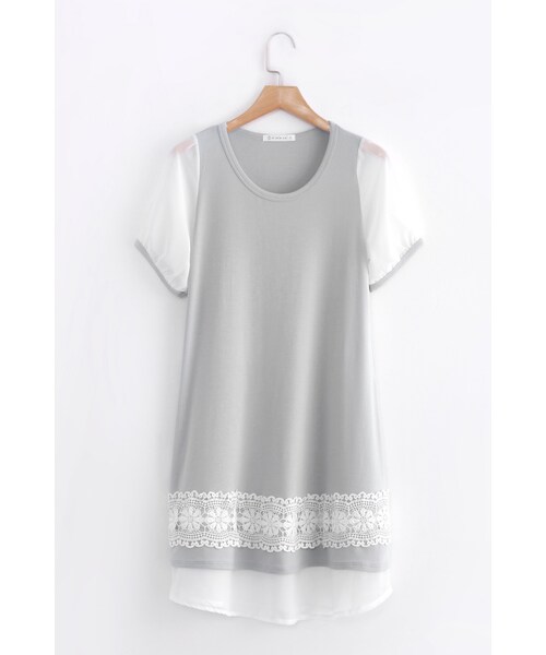 ORENDA（オレンダ）の「雪紡公主袖典雅緹花傘狀洋裝（トップス・レディース・藍紫/麻灰・S/M/L）」の8枚目の写真