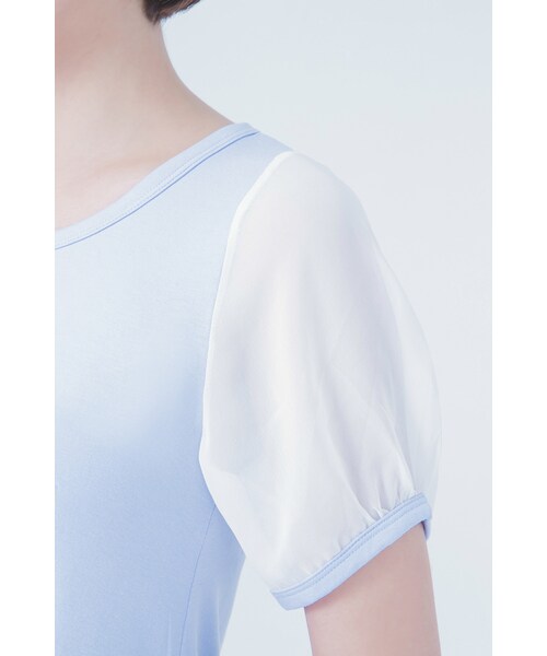 ORENDA（オレンダ）の「雪紡公主袖典雅緹花傘狀洋裝（トップス・レディース・藍紫/麻灰・S/M/L）」の7枚目の写真