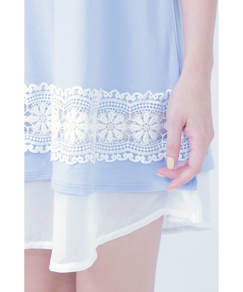 ORENDA（オレンダ）の「雪紡公主袖典雅緹花傘狀洋裝（トップス・レディース・藍紫/麻灰・S/M/L）」の6枚目の写真