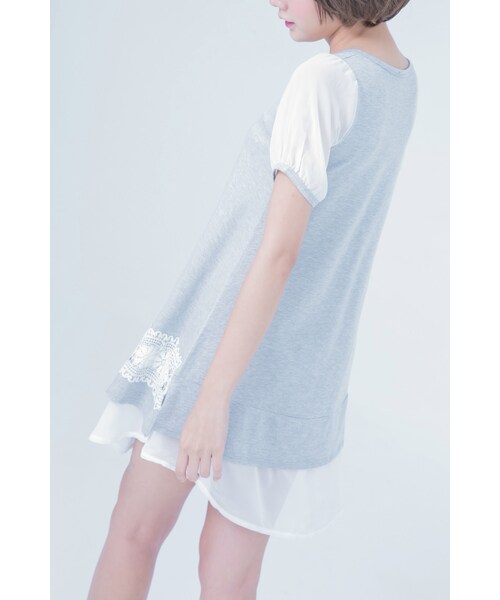 ORENDA（オレンダ）の「雪紡公主袖典雅緹花傘狀洋裝（トップス・レディース・藍紫/麻灰・S/M/L）」の11枚目の写真