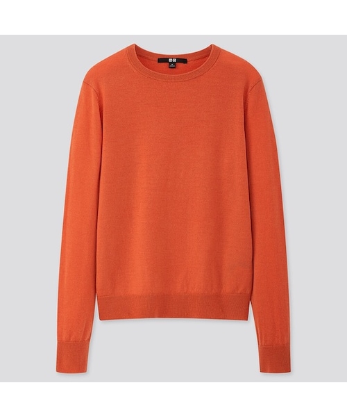 UNIQLO（ユニクロ）の「エクストラファインメリノクルーネックセーター（長袖）（ニット/セーター・レディース・NAVY 69/DARK GREEN 58/BROWN 34/GREEN 54/BLACK 09/BLUE 68/OFF WHITE 01/PINK 10/DARK PURPLE 79/PINK 12/GRAY 04/ORANGE 25/DARK GRAY 08・S/M/XL/3XL/L/XXL/XS）」の13枚目の写真