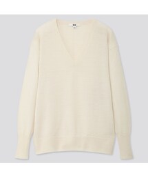 UNIQLO | エクストラファインメリノリラックスフィットVネックセーター（長袖）(ニット/セーター)
