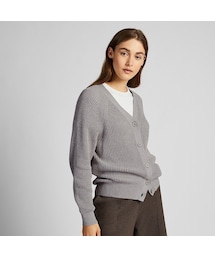UNIQLO | コットンカシミヤリブリラックスカーディガン（長袖）(カーディガン/ボレロ)