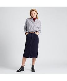 UNIQLO | デニムミディスカート(丈短め70.5～73.5cm）(スカート)