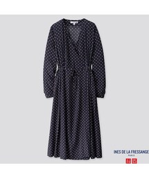 UNIQLO | レーヨンプリントカシュクールワンピース（長袖）(ワンピース)