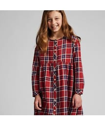 UNIQLO | GIRLS フランネルチェックワンピース（長袖）(ワンピース)