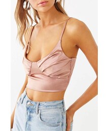 Forever 21 Satin Pleated Cropped Cami