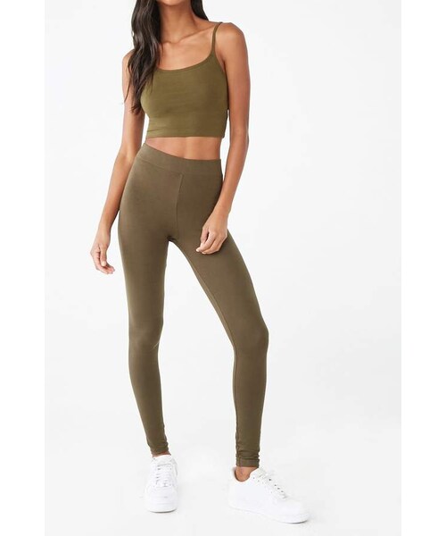 FOREVER 21(フォーエバー トゥエンティーワン)の「Forever 21 Classic Cotton-Blend Leggings(レギンス/スパッツ・レディース・Black/Green・X-small/Small/Medium/Large/X-large)」の2枚目の写真