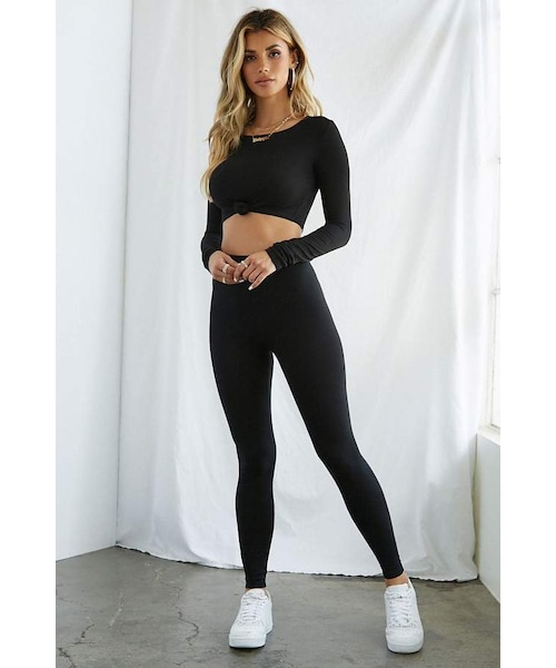 FOREVER 21(フォーエバー トゥエンティーワン)の「Forever 21 Classic Cotton-Blend Leggings(レギンス/スパッツ・レディース・Black/Green・X-small/Small/Medium/Large/X-large)」の9枚目の写真