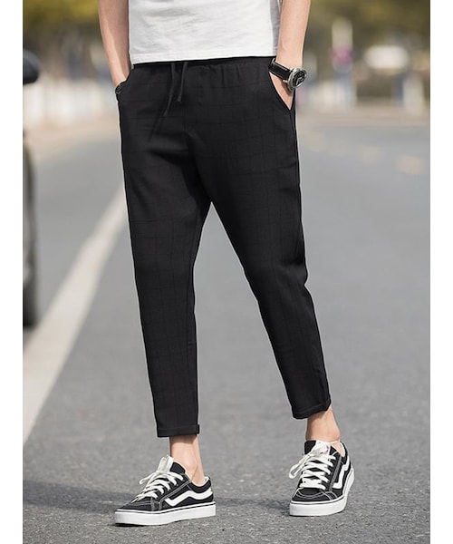 Urcarol（ウルカロール）の「Urcarol リネン チェックスラックス（スラックス・メンズ・グレー/ブラック/シルバー・M/L/XL/2XL/3XL/4XL/5XL）」の2枚目の写真