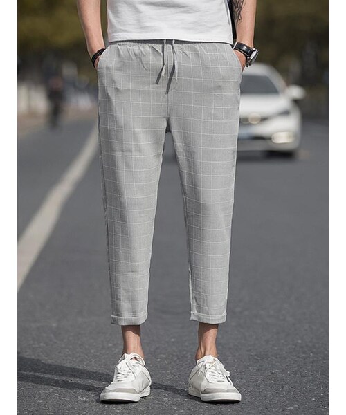 Urcarol（ウルカロール）の「Urcarol リネン チェックスラックス（スラックス・メンズ・グレー/ブラック/シルバー・M/L/XL/2XL/3XL/4XL/5XL）」の3枚目の写真