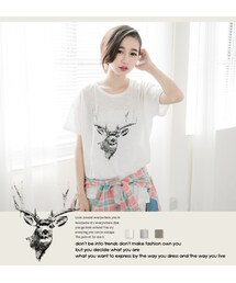 Joyceshop | 韓．鹿頭圓領短袖T(トップス)