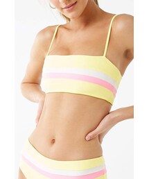 Forever 21 Striped-Trim Bralette Bikini Top