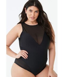 Forever 21 Plus Size Mesh Panel One-Piece Swimsuit