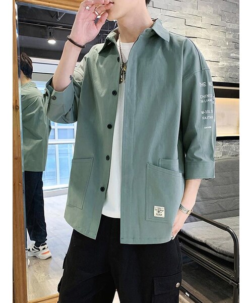 Micamoda(ミカモダ)の「Micamoda 青少年純綿フィションシャツ(シャツ/ブラウス・メンズ・Green/Yellow/Other・M/L/XL/2XL/3XL)」の1枚目の写真