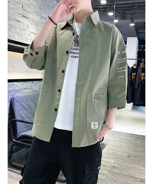 Micamoda(ミカモダ)の「Micamoda 青少年純綿フィションシャツ(シャツ/ブラウス・メンズ・Green/Yellow/Other・M/L/XL/2XL/3XL)」の3枚目の写真