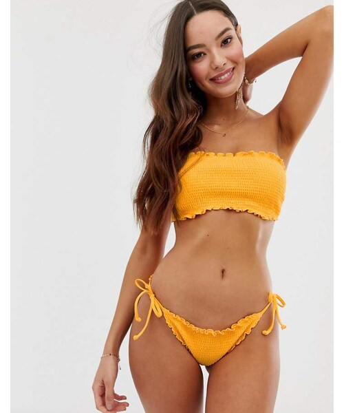 Hollister（ホリスター）の「Hollister shirred bikini bottoms（水着・レディース・Yellow・L）」の4枚目の写真