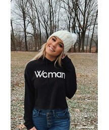 Forever 21 Woman Graphic Cropped Hoodie