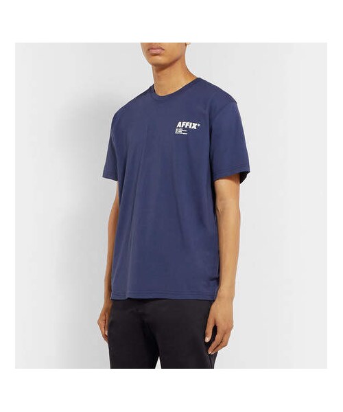 AFFIX(表示禁止)(アフィックス)の「AFFIX Logo-Print Cotton-Jersey T-Shirt(Tシャツ/カットソー・メンズ・Blue・XS/S/L/XL/M)」の2枚目の写真