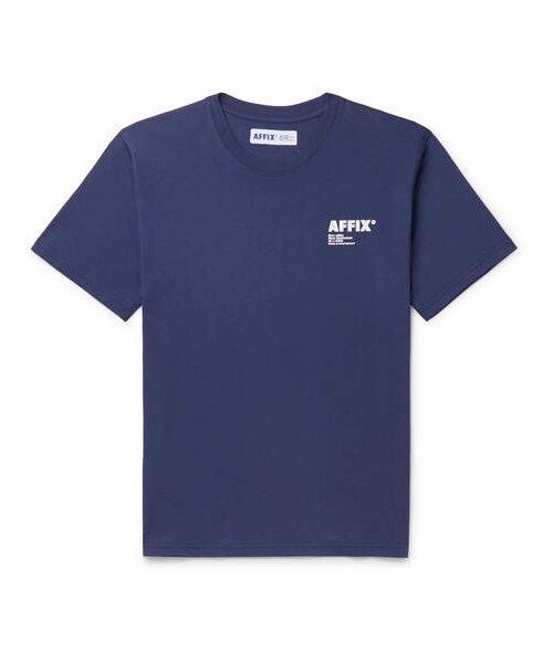 AFFIX(表示禁止)(アフィックス)の「AFFIX Logo-Print Cotton-Jersey T-Shirt(Tシャツ/カットソー・メンズ・Blue・XS/S/L/XL/M)」の1枚目の写真