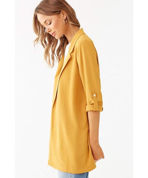 FOREVER 21（フォーエバー トゥエンティーワン）の「Forever 21 Notched Open-Front Blazer（テーラードジャケット・レディース・Black/Yellow/Green・Small/Medium/Large）」の10枚目の写真
