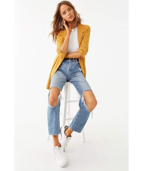 FOREVER 21（フォーエバー トゥエンティーワン）の「Forever 21 Notched Open-Front Blazer（テーラードジャケット・レディース・Black/Yellow/Green・Small/Medium/Large）」の4枚目の写真