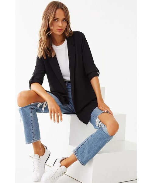 FOREVER 21（フォーエバー トゥエンティーワン）の「Forever 21 Notched Open-Front Blazer（テーラードジャケット・レディース・Black/Yellow/Green・Small/Medium/Large）」の11枚目の写真