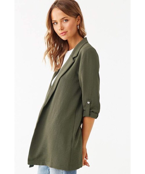 FOREVER 21（フォーエバー トゥエンティーワン）の「Forever 21 Notched Open-Front Blazer（テーラードジャケット・レディース・Black/Yellow/Green・Small/Medium/Large）」の8枚目の写真