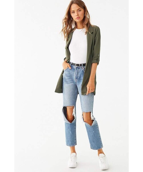 FOREVER 21（フォーエバー トゥエンティーワン）の「Forever 21 Notched Open-Front Blazer（テーラードジャケット・レディース・Black/Yellow/Green・Small/Medium/Large）」の5枚目の写真
