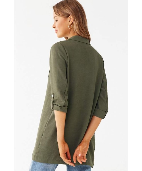 FOREVER 21（フォーエバー トゥエンティーワン）の「Forever 21 Notched Open-Front Blazer（テーラードジャケット・レディース・Black/Yellow/Green・Small/Medium/Large）」の7枚目の写真