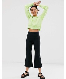 Monki flared cropped pants in black