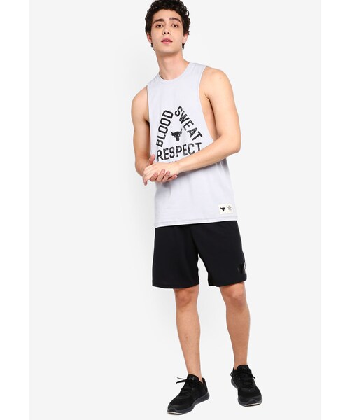 UNDER ARMOUR（アンダーアーマー）の「Project Rock Blood Sweat Respect Tank（その他・Mod Gray Medium Heather/Black・S/M/L/XL）」の4枚目の写真