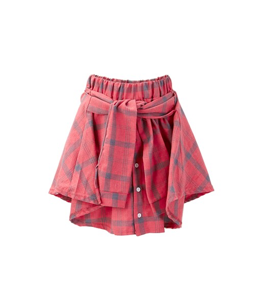 gracegift(グレースギフト)の「街頭感 韓國洗舊格紋綁腰傘裙(スカート・レディース・藍/紅・F)」の8枚目の写真