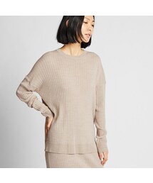 UNIQLO | メリノブレンドリブクルーネックセーター（長袖）セットアップ可能(ニット/セーター)