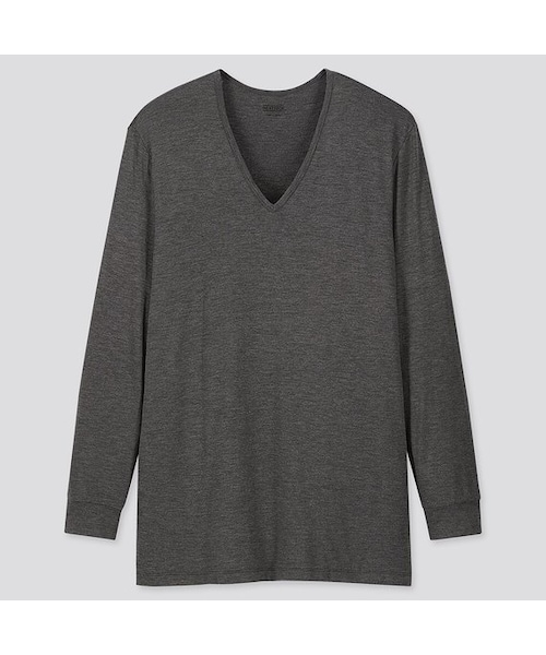 UNIQLO（ユニクロ）の「ヒートテックVネックT（9分袖）（その他アンダーウェア/インナー・メンズ・BEIGE 31/DARK GRAY 08/BLACK 09/WHITE 00/NAVY 69・L/M/3XL/S/XXL/XS/4XL/XL）」の4枚目の写真