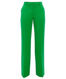 Bella Freud - David Wide Leg Wool Twill Trousers - Womens - Green